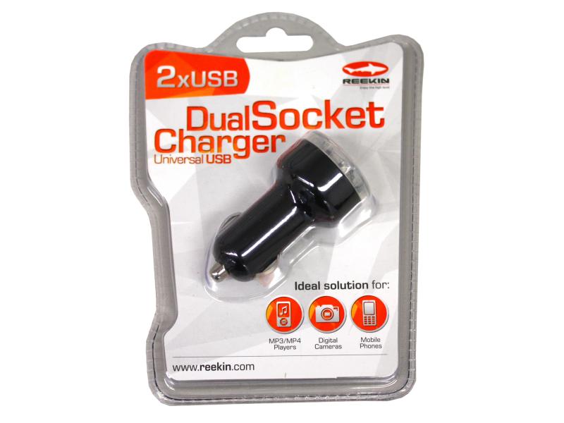 Reekin Universal 2xUSB Socket Charger, 2.1A, Black